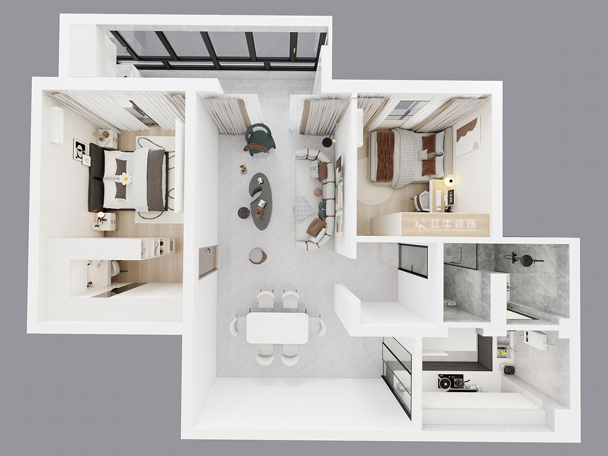 刘萍萍｜麒麟山庄16-1002-105㎡-现代简约风格｜2室2厅1卫｜老房装修｜定制家｜全包15